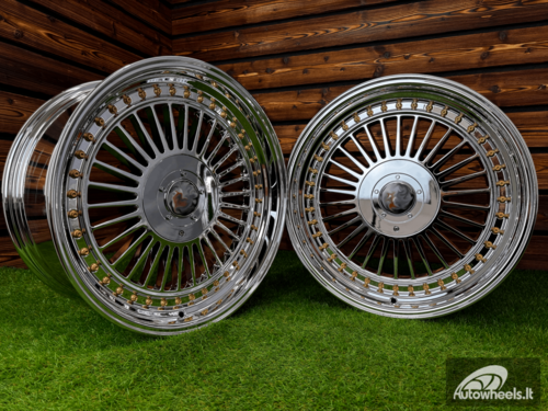 Ratlankis Alpina Classic Style R19X9J 5X112/5X120 ET20  74.1 White Vacuum Chrome with Gold Rivets 