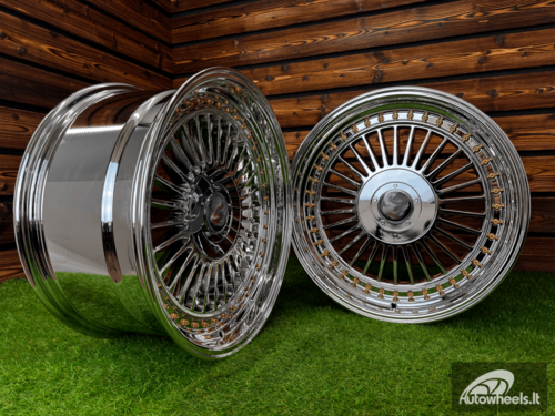 Ratlankis Alpina Classic Style R19X9J 5X112/5X120 ET20  74.1 White Vacuum Chrome with Gold Rivets 