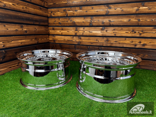 Ratlankis Alpina Classic Style R19X9J 5X112/5X120 ET20  74.1 White Vacuum Chrome with Gold Rivets 