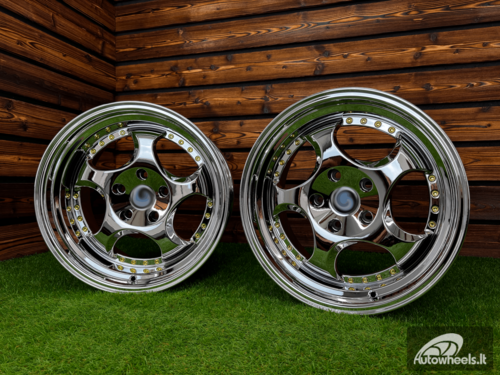 Ratlankis Throwing Star Style | R17X9.5J 5X120 ET22 72.6 White Vacuum Chrome