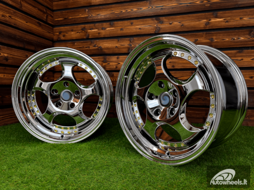Ratlankis Throwing Star Style | R17X9.5J 5X120 ET22 72.6 White Vacuum Chrome