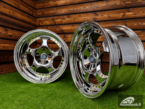 Ratlankis Throwing Star Style | R17X9.5J 5X120 ET22 72.6 White Vacuum Chrome