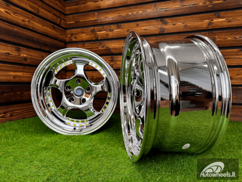 Ratlankis Throwing Star Style | R17X9.5J 5X120 ET22 72.6 White Vacuum Chrome