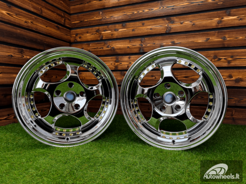 Ratlankis Throwing Star Style | R17X9.5J 5X120 ET22 72.6 White Vacuum Chrome