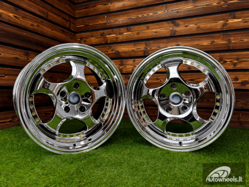 Ratlankis Throwing Star Style | R17X9.5J 5X120 ET22 72.6 White Vacuum Chrome