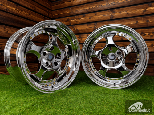 Ratlankis Throwing Star Style | R17X9.5J 5X120 ET22 72.6 White Vacuum Chrome