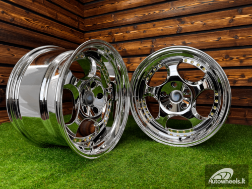 Ratlankis Throwing Star Style | R17X9.5J 5X120 ET22 72.6 White Vacuum Chrome