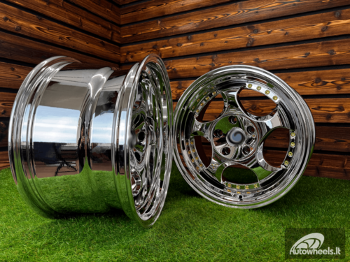 Ratlankis Throwing Star Style | R17X9.5J 5X120 ET22 72.6 White Vacuum Chrome