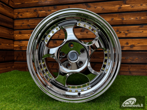 Ratlankis Throwing Star Style | R17X9.5J 5X120 ET22 72.6 White Vacuum Chrome
