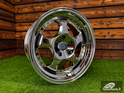 Ratlankis Throwing Star Style | R17X9.5J 5X120 ET22 72.6 White Vacuum Chrome