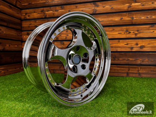 Ratlankis Throwing Star Style | R17X9.5J 5X120 ET22 72.6 White Vacuum Chrome