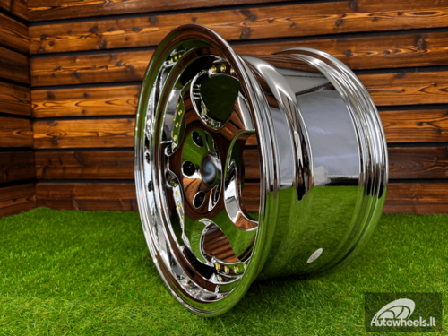 Ratlankis Throwing Star Style | R17X9.5J 5X120 ET22 72.6 White Vacuum Chrome