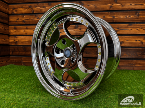 Ratlankis Throwing Star Style | R17X9.5J 5X120 ET22 72.6 White Vacuum Chrome