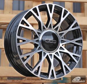 Ratlankis R16x6.5  4X98  ET  35  58.1  Y1283  (YF0447)  Black Polished (MB)  For FIAT  (Z4)  (HYBRID FORGED NEW Model 500)