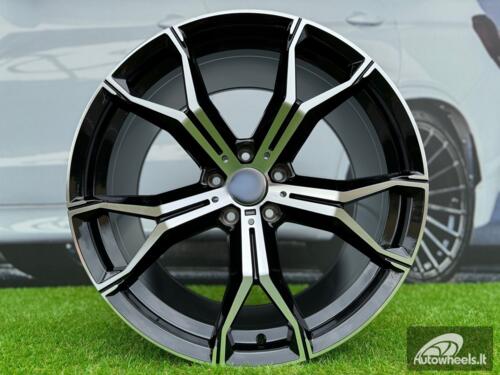 Ratlankis | R22x9.5 5X112 ET 37 66.6 B5498 (BYD1538) Black Polished (MB) For BMW (Z3) ((BKF) Front+Rear) AKC
