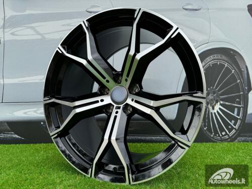 Ratlankis | R22x9.5 5X112 ET 37 66.6 B5498 (BYD1538) Black Polished (MB) For BMW (Z3) ((BKF) Front+Rear) AKC