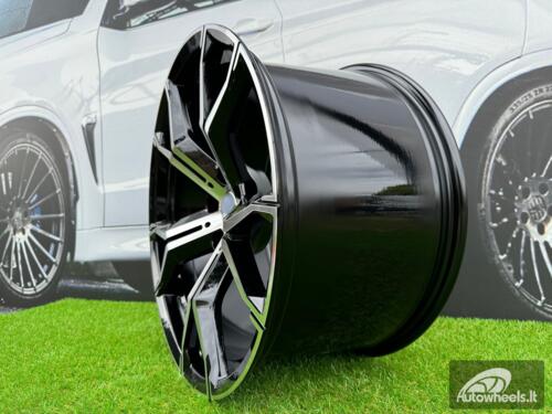 Ratlankis | R22x10.5 5X112 ET 43 66.6 B5498 (BYD1538) Black Polished+Powder Coating (MBPC) For BMW (K7) (Rear+Front) AKC