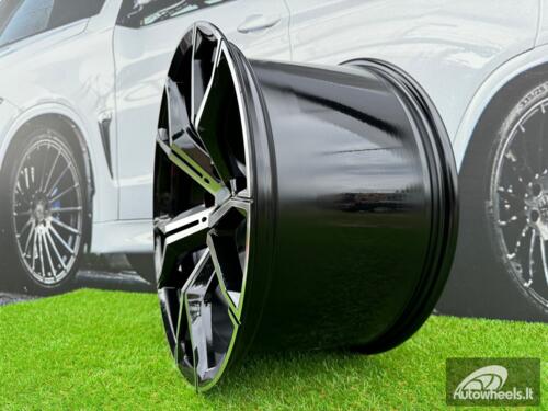 Ratlankis | R22x10.5 5X112 ET 43 66.6 B5498 (BYD1538) Black Polished+Powder Coating (MBPC) For BMW (K7) (Rear+Front) AKC