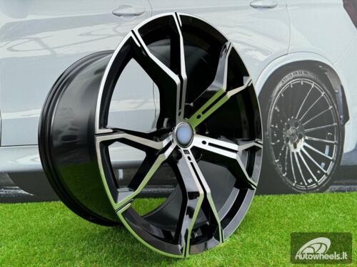 Ratlankis | R22x10.5 5X112 ET 43 66.6 B5498 (BYD1538) Black Polished+Powder Coating (MBPC) For BMW (K7) (Rear+Front) AKC