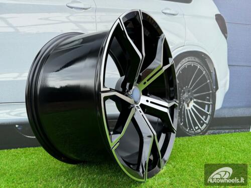 Ratlankis | R22x10.5 5X112 ET 43 66.6 B5498 (BYD1538) Black Polished+Powder Coating (MBPC) For BMW (K7) (Rear+Front) AKC