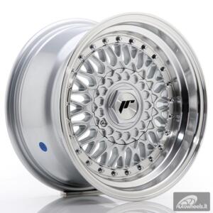 JR Wheels JR9 15x8 ET20 4x100/108 Silver w/Machined Lip+Silver Rivets