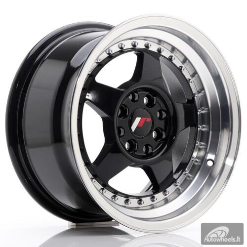 JR Wheels JR6 15x8 ET25 4x100/108 Glossy Black w/Machined Lip