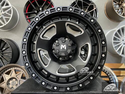 Ratlankis Kogos 4x4 Off road 17X8J 6X139.7 ET-15 100.1 Matt black with milling windows and dots