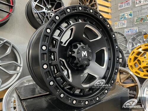 Ratlankis Kogos 4x4 Off road 17X8J 6X139.7 ET-15 100.1 Matt black with milling windows and dots