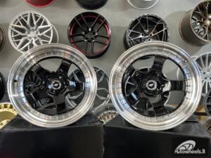 Ratlankis Work Meister SP1 Style 18X8.5J 5X120 ET30 72.56 Black machine lip with silver rivet