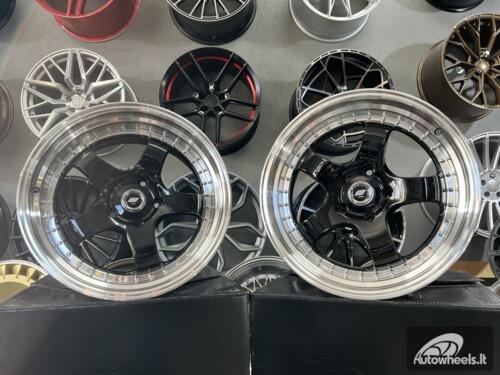 Ratlankis Work Meister SP1 Style 18X9.5J 5X120 ET27 72.56 Black machine lip with silver rivet