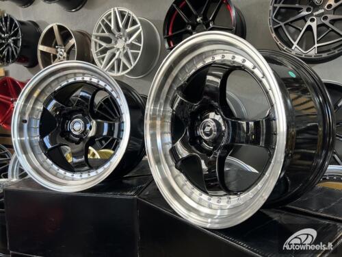 Ratlankis Work Meister SP1 Style 18X9.5J 5X120 ET27 72.56 Black machine lip with silver rivet