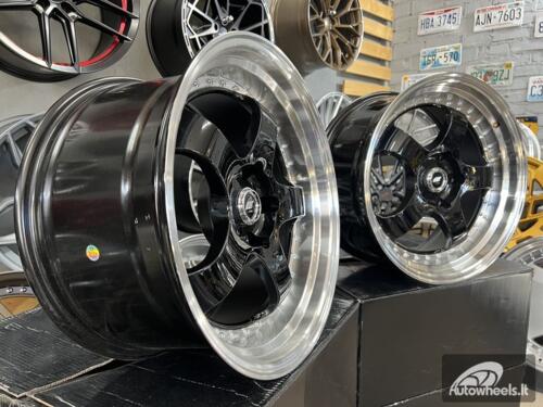 Ratlankis Work Meister SP1 Style 18X9.5J 5X120 ET27 72.56 Black machine lip with silver rivet