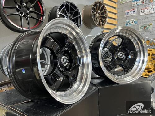 Ratlankis Work Meister SP1 Style 18X9.5J 5X120 ET27 72.56 Black machine lip with silver rivet