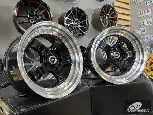 Ratlankis Work Meister SP1 Style 18X9.5J 5X120 ET27 72.56 Black machine lip with silver rivet