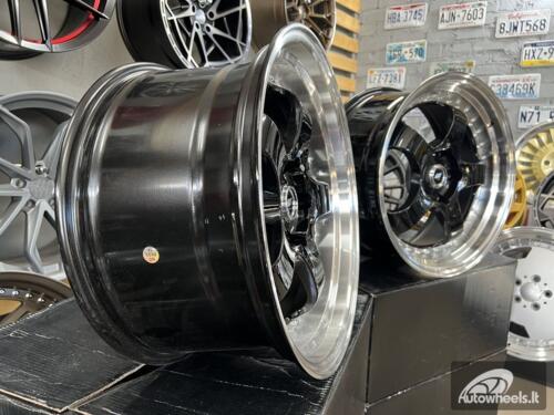 Ratlankis Work Meister SP1 Style 18X9.5J 5X120 ET27 72.56 Black machine lip with silver rivet