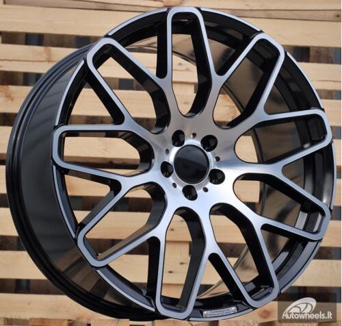 Ratlankis R20x9.5  5X112  ET  35  66.5  AT967  (IN0186)  Black Polished (MB)  For MER  (P1)  (BRABUS Style Rear+Front)