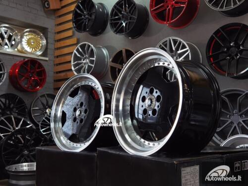 Ratlankis R18x8  5X112  ET  35  66.6  B5852  Black+Polished Lip (BLPL)  For MER  (K2)  (MONOBLOCK Style Rear+Front)