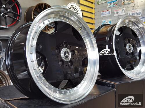 Ratlankis R18x8  5X112  ET  35  66.6  B5852  Black+Polished Lip (BLPL)  For MER  (K2)  (MONOBLOCK Style Rear+Front)