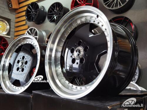 Ratlankis R18x8  5X112  ET  35  66.6  B5852  Black+Polished Lip (BLPL)  For MER  (K2)  (MONOBLOCK Style Rear+Front)