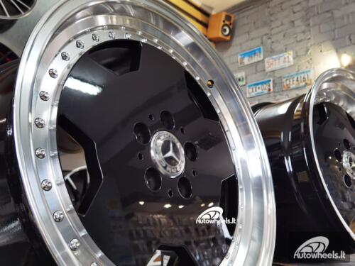 Ratlankis R18x8  5X112  ET  35  66.6  B5852  Black+Polished Lip (BLPL)  For MER  (K2)  (MONOBLOCK Style Rear+Front)