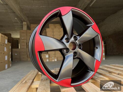 Ratlankis R18x8  5X112  ET  45  66.5  BK217  (XF558)  Black+Red Line (BR)  For AUD  (K4)