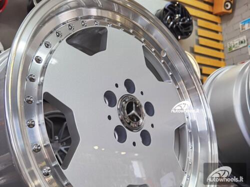 Ratlankis R18x8  5X112  ET  35  66.6  B5852  Silver+Polished Lip (SP)  For MER  (K4)  (MONOBLOCK Style Rear+Front)