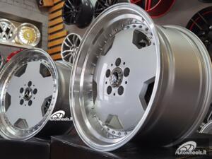 Ratlankis R18x8  5X112  ET  35  66.6  B5852  Silver+Polished Lip (SP)  For MER  (K4)  (MONOBLOCK Style Rear+Front)