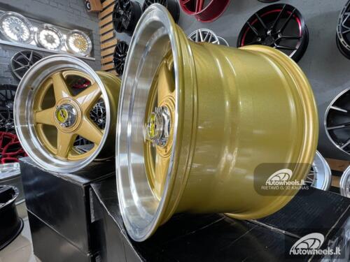 Ratlankis Ferrari Azev style 17X8.5J 4X100/4X114.3 ET25 73.1 Gold with polished lip