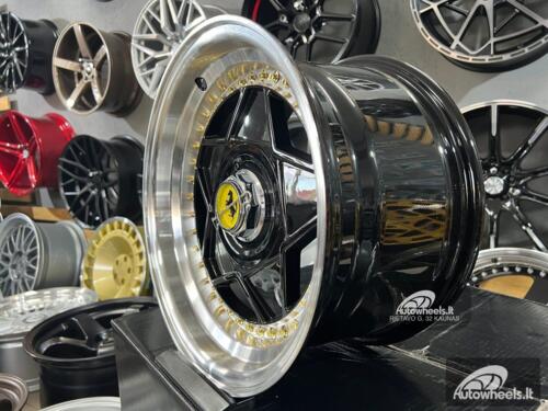 Ratlankis Ferrari Billet style 15X8.25J 4X100/5X100 ET20 73.1 Black with polished lip