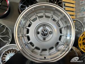 Ratlankis VW Bottle Cap  style with polished lip 15X8.25J 4X100 ET20 73.1 Silver 