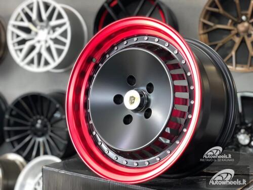 Ratlankis JDM Ronal Turbo style 16X8J 5X114.3 ET25 73.1 Black matt with red lip