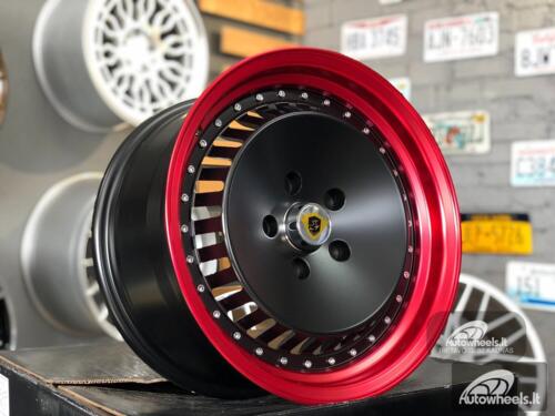 Ratlankis JDM Ronal Turbo style 16X8J 5X114.3 ET25 73.1 Black matt with red lip