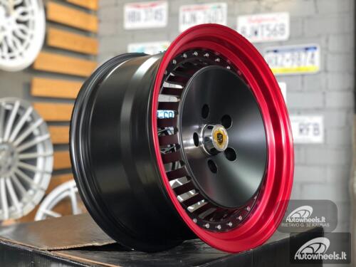 Ratlankis JDM Ronal Turbo style 16X8J 5X114.3 ET25 73.1 Black matt with red lip