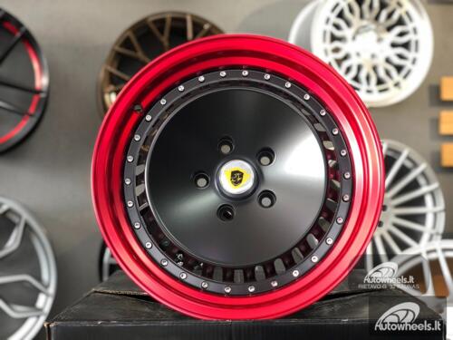 Ratlankis JDM Ronal Turbo style 16X8J 5X114.3 ET25 73.1 Black matt with red lip